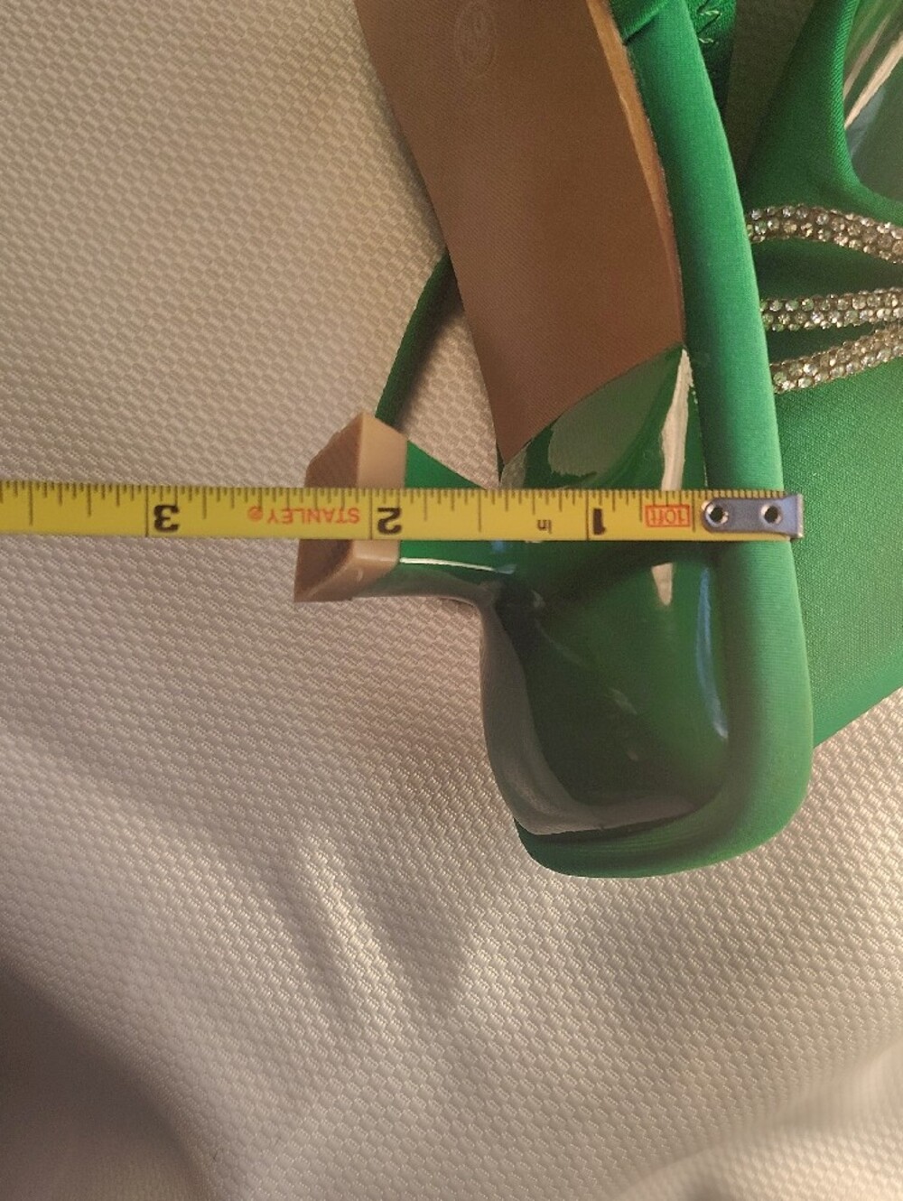 Emerald Green Pointed Toe Flats with Crystal Bow Accent - Picture 3 of 6